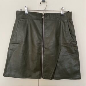 NWT French Connection Faux Leather Zip Up Mini Skirt